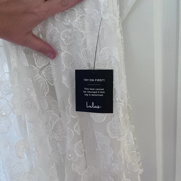 NWT Lulus Radiant Desires White Embroidered Sequin Mini Skater Dress Size XL - Picture 5 of 5